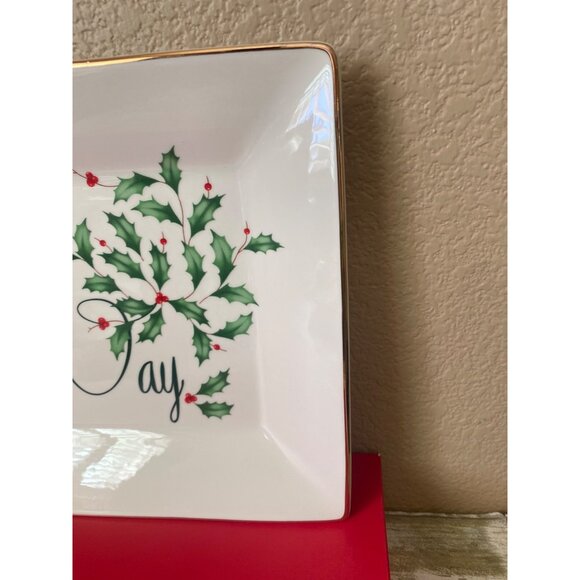 Lenox Holiday Jingle All the Way14.5" Porcelain Platter Gold Trim Christmas - Picture 10 of 13